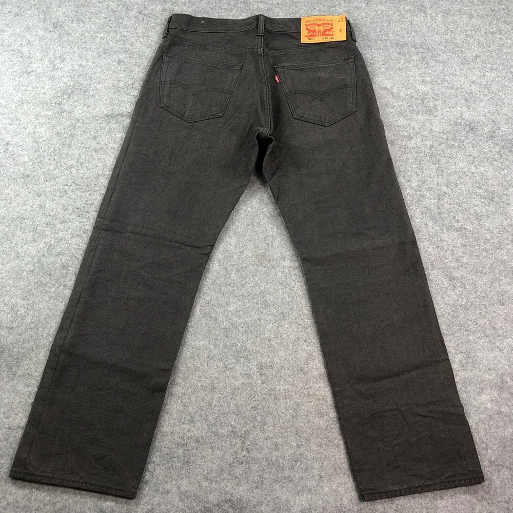 Levis 501 Mens Jeans 33x30 (fits 33x29) Gray Dark Wash Classic Button Fly Cotton